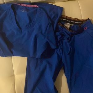Heart and soul royal blue scrub set